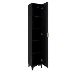 Mobile bagno a terra 81cm con colonna nero frontali decorati Konny