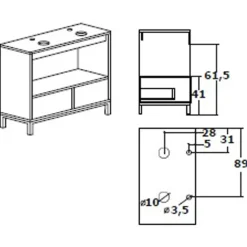 Mobile bagno a terra 120cm con doppio lavabo 1 anta 2 cassetti rovere antracite Crown