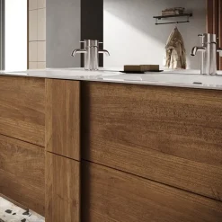 Mobile bagno a terra 120cm con doppio lavabo 3 cassetti rovere scuro Alvarez