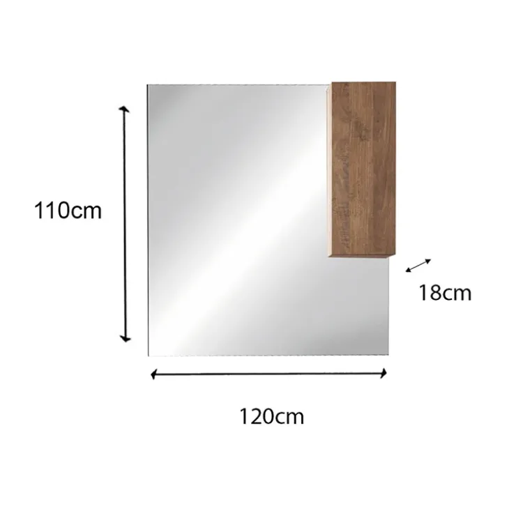 Mobile bagno a terra 120cm con doppio lavabo e specchio rovere scuro Alvarez