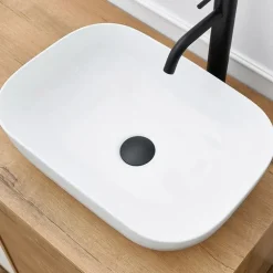 Mobile bagno a terra 100cm con lavabo e colonna 3 ante 1 cassetto bianco rovere Jasmund