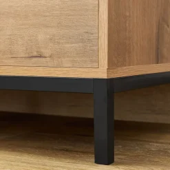 Mobile bagno a terra 100cm con lavabo e colonna 3 ante 1 cassetto rovere bianco Jasmund
