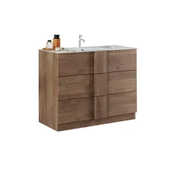 Mobile bagno a terra 100cm con lavabo 3 cassetti rovere scuro Alvarez