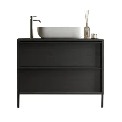 Mobile bagno a terra 92cm con lavabo nero frassinato Absolut
