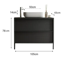 Mobile bagno a terra 105cm con lavabo 2 cassetti nero frassinato Absolut