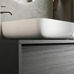 Mobile bagno a terra 92cm con lavabo e specchio nero frassinato Absolut