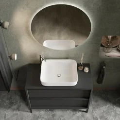 Mobile bagno a terra 79cm con lavabo 2 cassetti nero frassinato Absolut