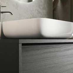 Mobile bagno a terra 79cm con lavabo 2 cassetti nero frassinato Absolut