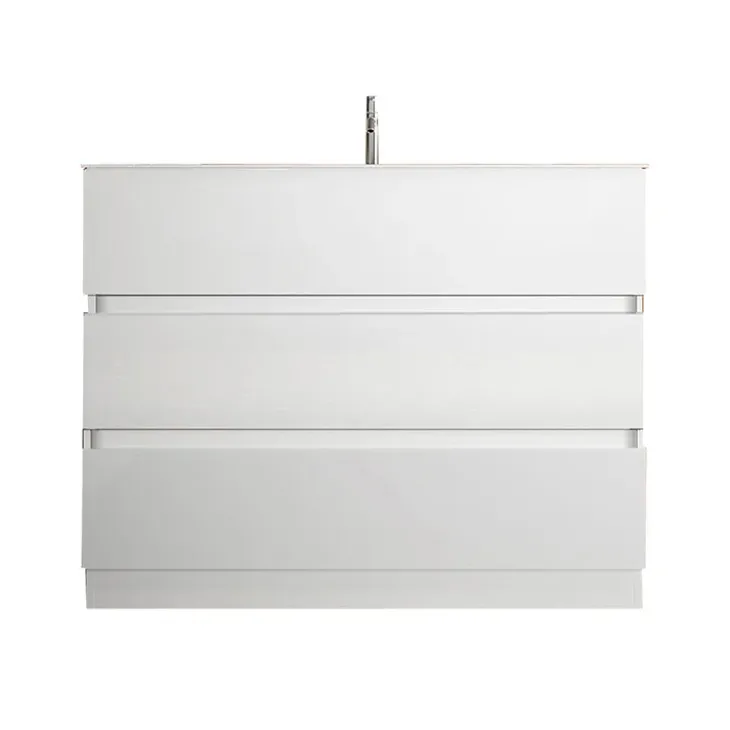 Mobile bagno a terra 100cm con lavabo 3 cassetti bianco lucido Moon
