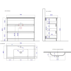 Mobile bagno a terra 100cm con lavabo 3 cassetti bianco lucido Moon