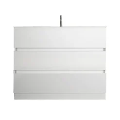 Mobile bagno a terra 80cm con lavabo 3 cassetti bianco lucido Moon