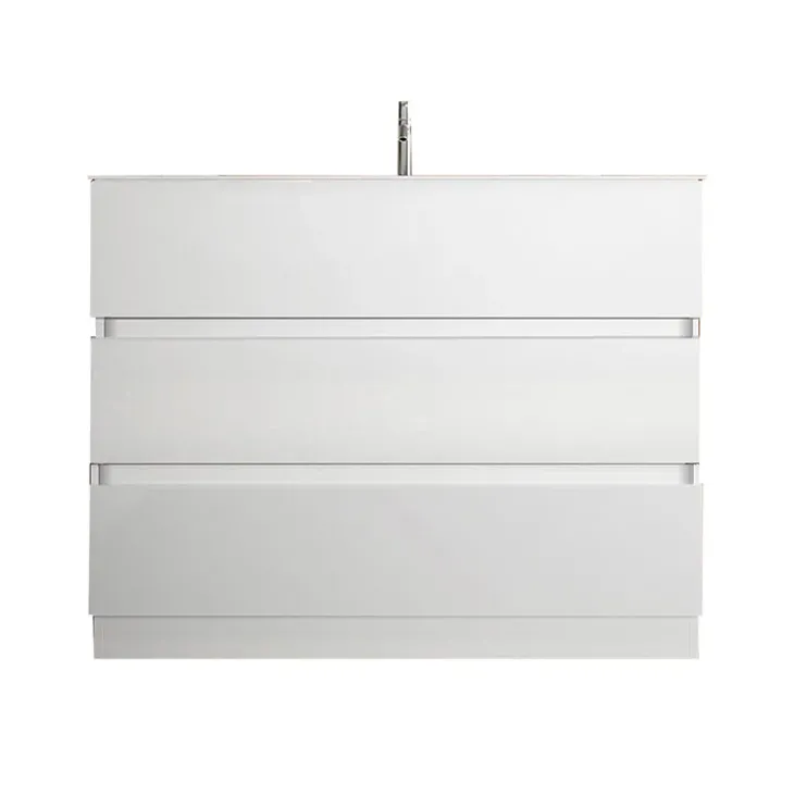 Mobile bagno a terra 80cm con lavabo 3 cassetti bianco lucido Moon