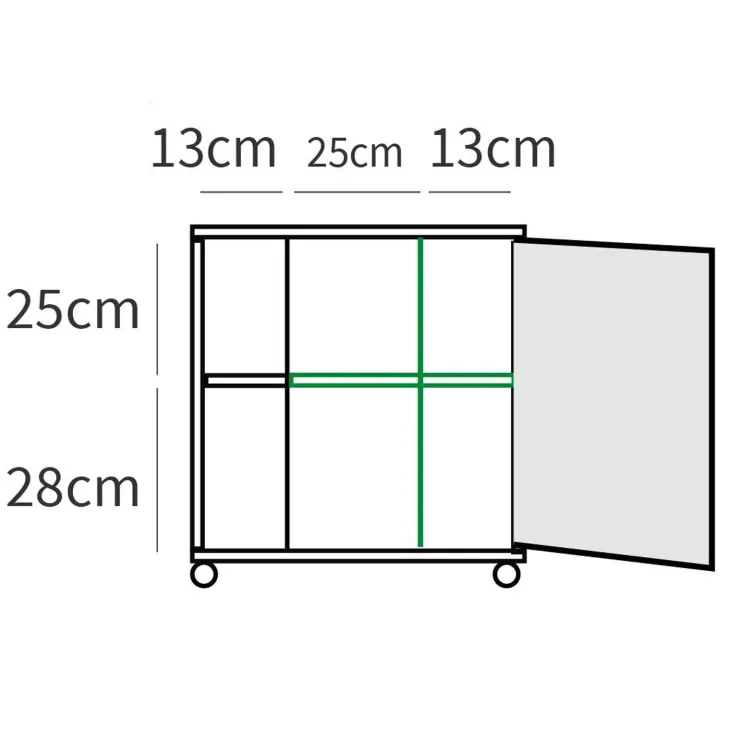 Mobile bagno a terra 64cm con ruote 1 anta rovere bianco Irma