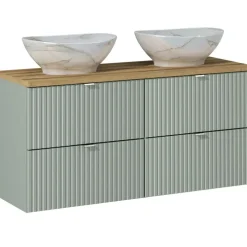 Mobile bagno sospeso cannettato 120cm verde salvia rovere Greeny