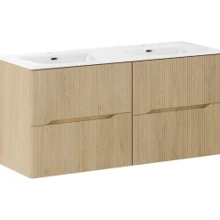 Mobile bagno sospeso cannettato 120cm con doppio lavabo rovere Pretty