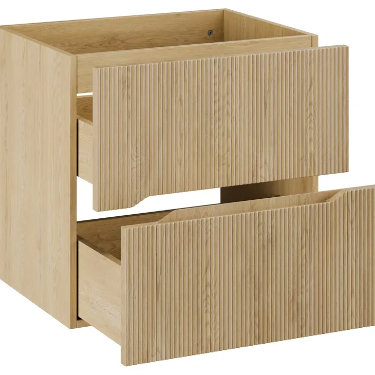 Mobile bagno sospeso cannettato 120cm con doppio lavabo rovere Pretty