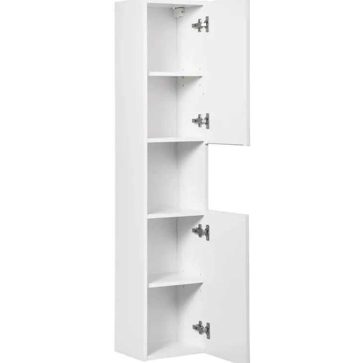 Mobile bagno sospeso cannettato 100cm con lavabo e colonna bianco rovere Cleany