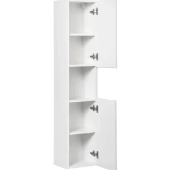 Mobile bagno sospeso cannettato 80cm con lavabo e colonna bianco rovere Cleany