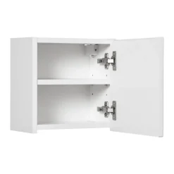 Mobile bagno sospeso cannettato 80cm con lavabo, colonna e 3 pensili bianco rovere Cleany