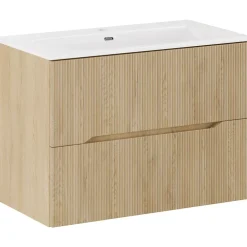 Mobile bagno sospeso cannettato 80cm con lavabo rovere Pretty