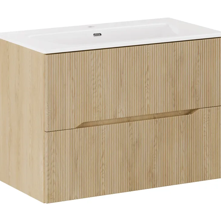 Mobile bagno sospeso cannettato 80cm con lavabo rovere Pretty
