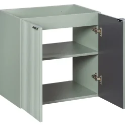 Mobile bagno sospeso cannettato 140cm 5 ante verde salvia rovere Greeny