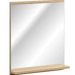 Mobile bagno sospeso cannettato 50cm con lavabo, specchio e colonna verde salvia rovere Greeny