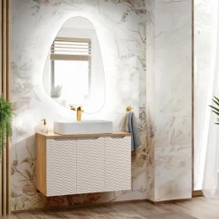 Mobile bagno sospeso 90cm 3 ante beige rovere Swim