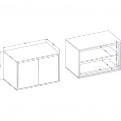 Mobile bagno sospeso 78cm 2 ante bianco lucido nero Linda