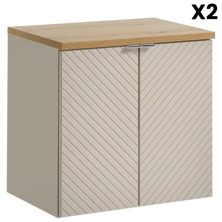 Mobile bagno sospeso 140cm 5 ante beige cashmere Neutry