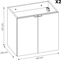 Mobile bagno sospeso 140cm 4 ante con colonna rovere Rovery