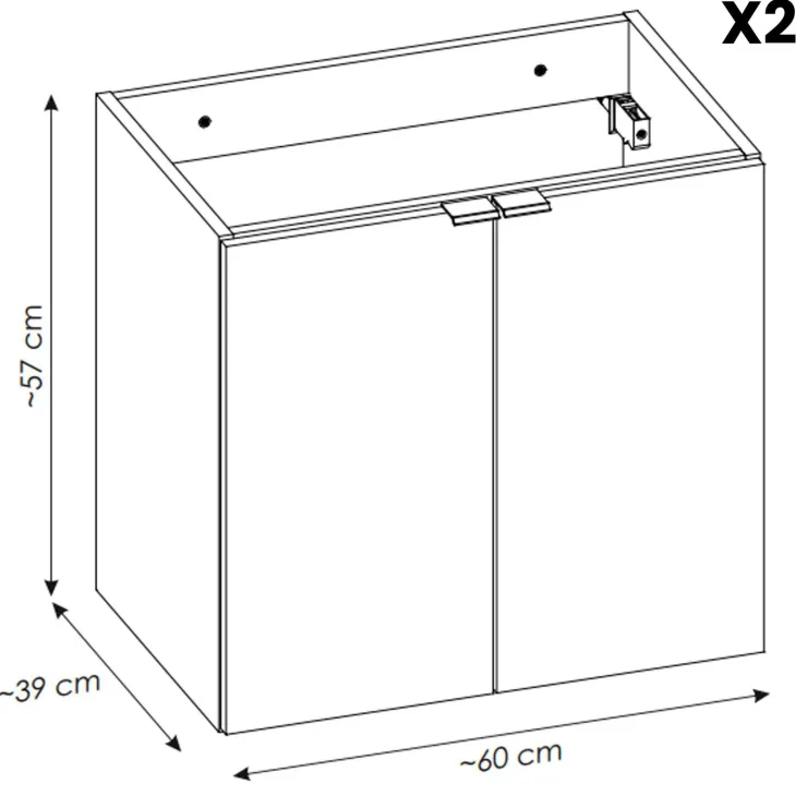 Mobile bagno sospeso 140cm 4 ante con colonna rovere Rovery