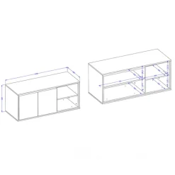 Mobile bagno sospeso 120cm 2 ante e 2 vani a giorno tortora nero Linda