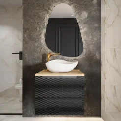 Mobile bagno sospeso 60cm 2 ante nero rovere Swim