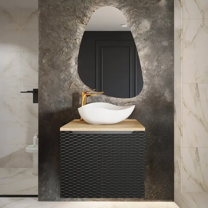 Mobile bagno sospeso 60cm 2 ante nero rovere Swim