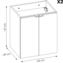 Mobile bagno sospeso 100cm 4 ante rovere nero Rovery