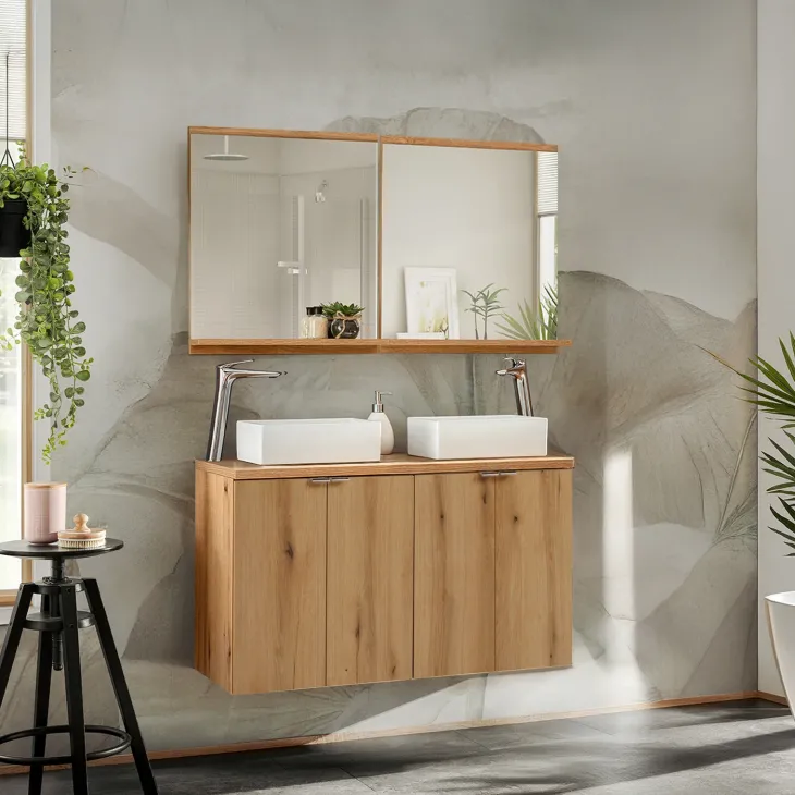Mobile bagno sospeso 100cm 4 ante rovere Rovery
