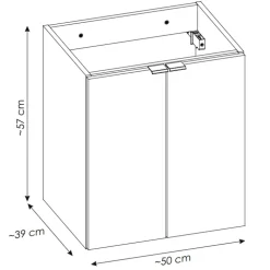 Mobile bagno sospeso 50cm 2 ante rovere nero Rovery