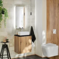 Mobile bagno sospeso 50cm 2 ante rovere nero Rovery