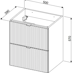 Mobile bagno sospeso 50cm cannettato con lavabo 2 cassetti verde salvia Greeny