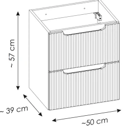 Mobile bagno sospeso 50cm cannettato con lavabo 2 cassetti nero Cleany
