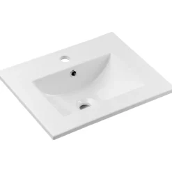 Mobile bagno sospeso 50cm cannettato con lavabo 2 cassetti nero Cleany