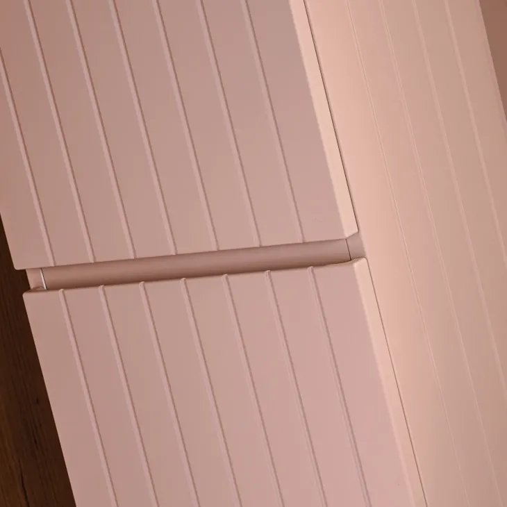 Mobile bagno sospeso 60cm cannettato con lavabo, colonna e specchio rosa Autentic