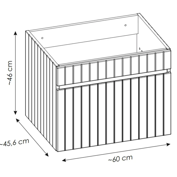 Mobile bagno sospeso 60cm cannettato con lavabo, colonna e specchio rosa Autentic