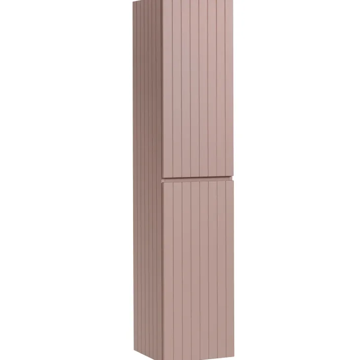 Mobile bagno sospeso 60cm cannettato con lavabo, colonna e specchio rosa Autentic