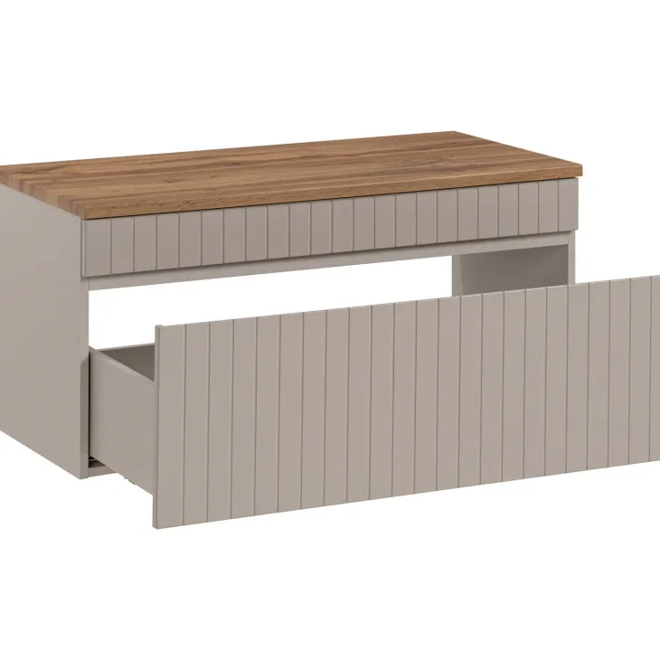 Mobile bagno sospeso 100cm cannettato 1 cassettone beige Autentic