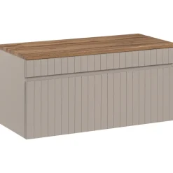 Mobile bagno sospeso 100cm cannettato 1 cassettone beige Autentic