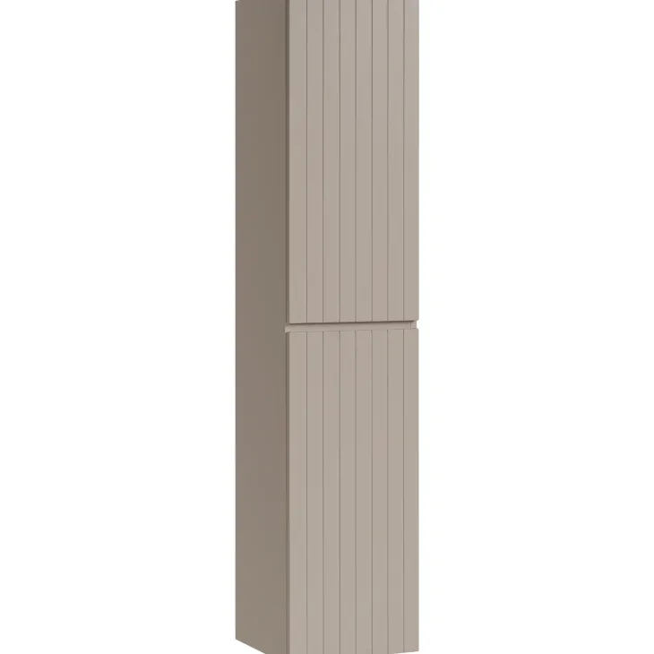 Mobile bagno sospeso 100cm cannettato con lavabo, colonna e specchio beige Autentic
