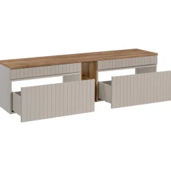Mobile bagno sospeso 180cm cannettato 2 cassettoni beige Autentic