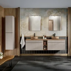 Mobile bagno sospeso 180cm cannettato 2 cassettoni beige Autentic